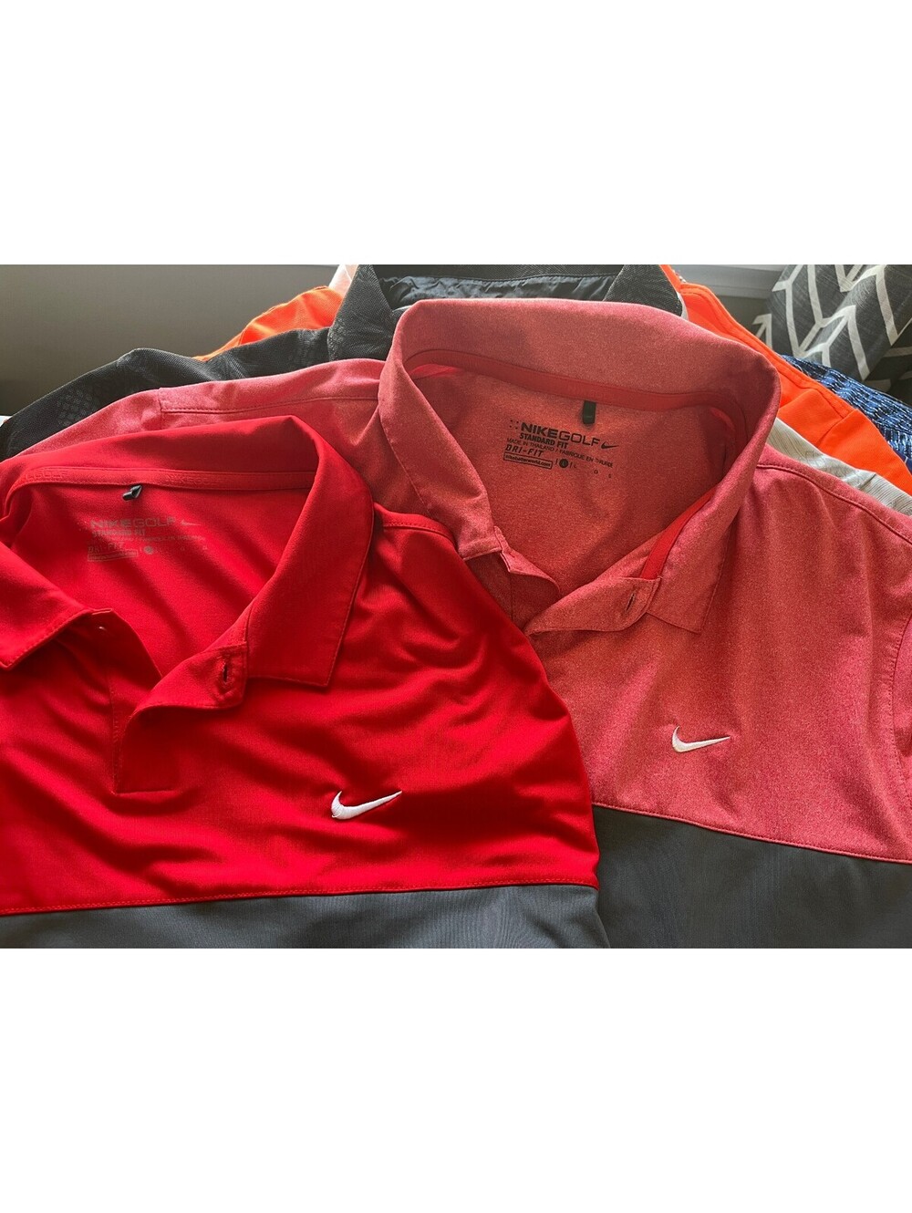 Nike Golf Men's Lot of 2 Red Gray Standard Fit s/s Polo Shirts Large L